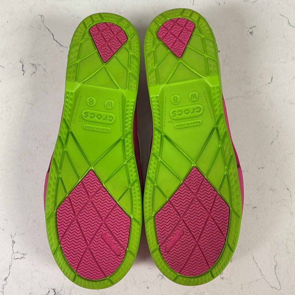 Crocs Beach Line Slip-On Boat Shoes Pink and Green Size 8 - Picture 11 of 15